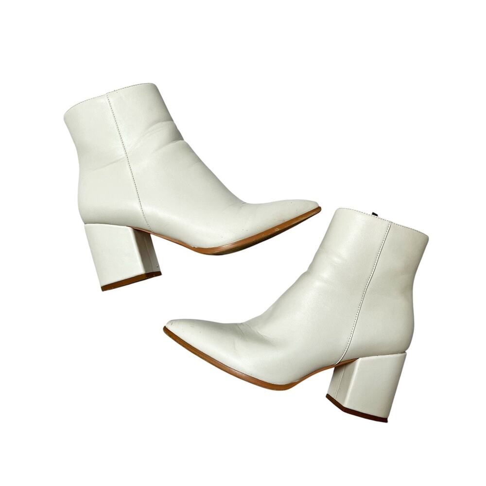 White Chunky Heel Ankle Boots Costume Size 8